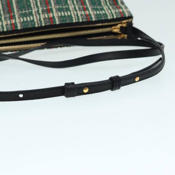 CELINE Trio Large Shoulder Bag Canvas Green Gold - Picture 7 of 13